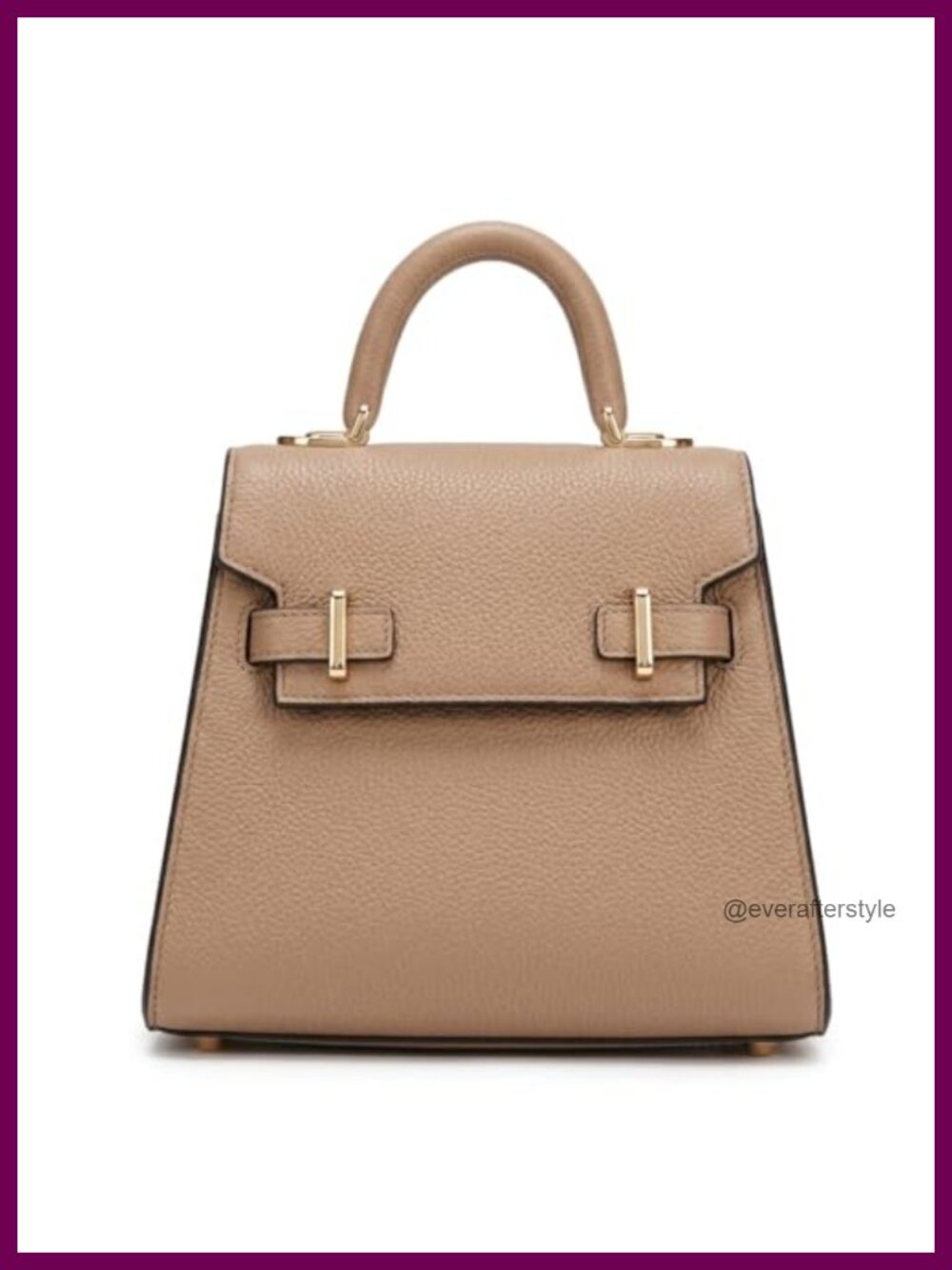 Medium PU Leather Satchel Handbag Flap Buckle Top Handle Women